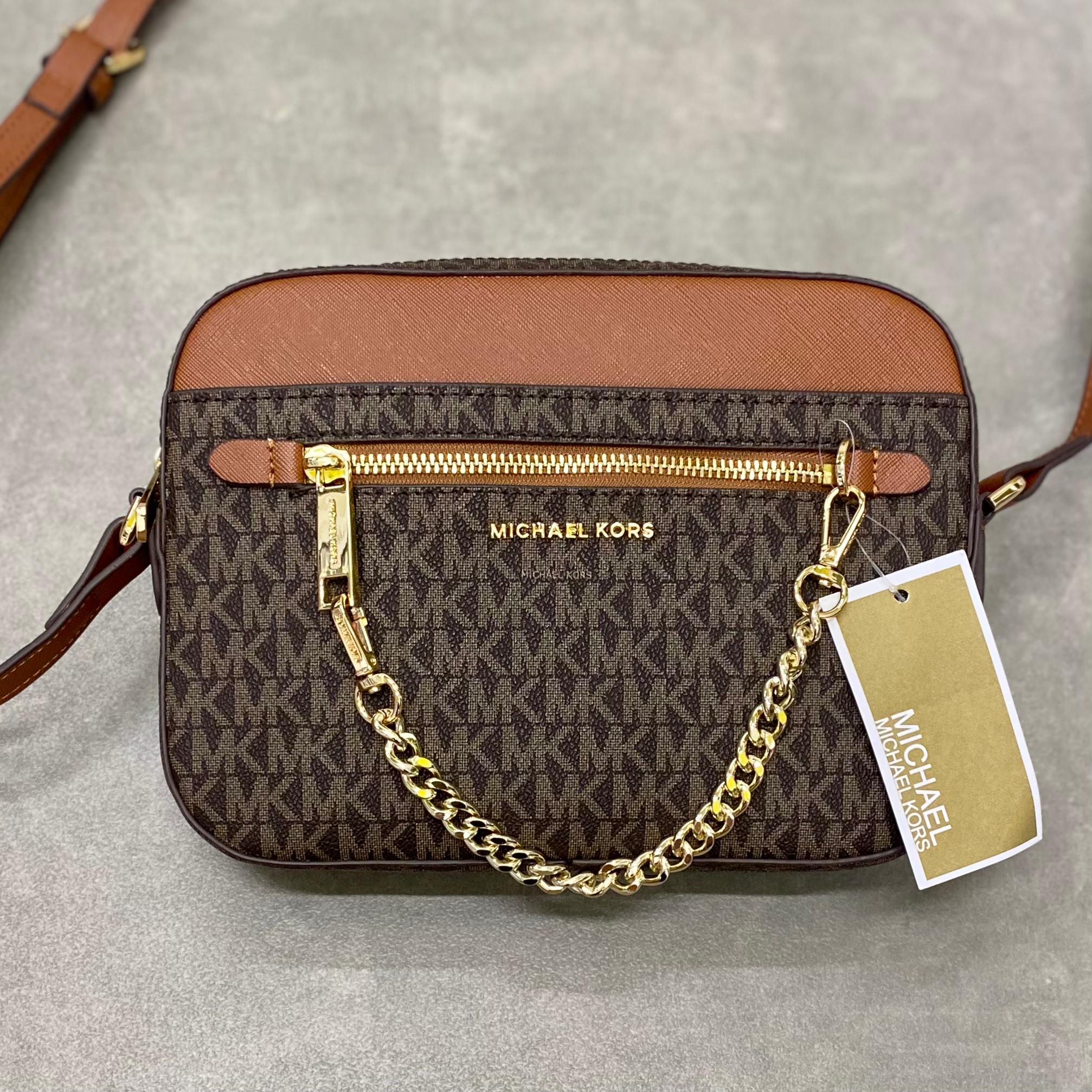 Túi Michael Kors Jet Set Saffiano Leather Crossbody Bag DS Brown